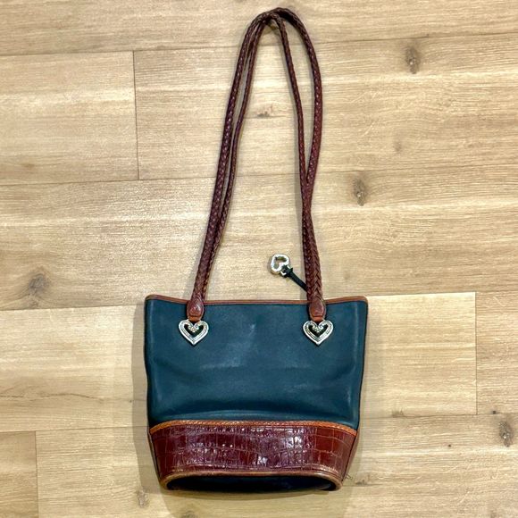 BRIGHTON Black & Brown Genuine Leather Bucket Tote - VINTAGE - Picture 3 of 12